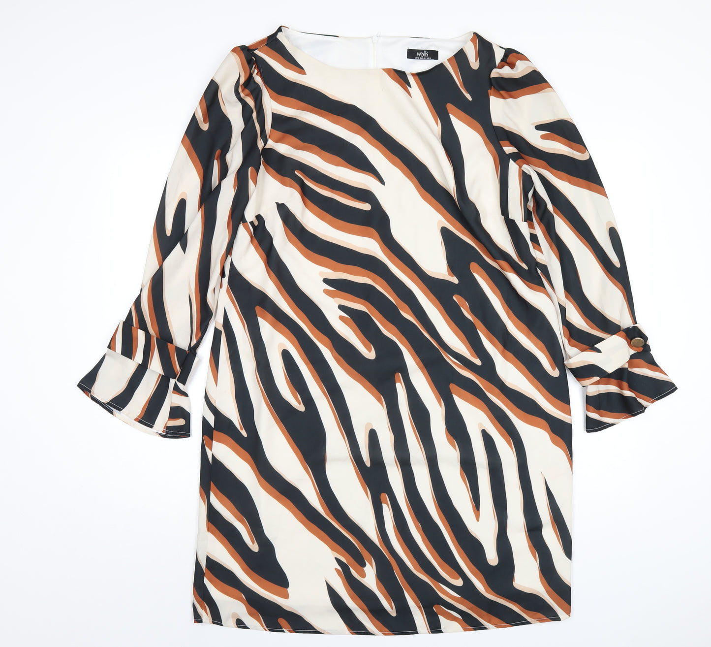 Wallis Womens Multicoloured Geometric Polyester A-Line Size 14 Round Neck Zip