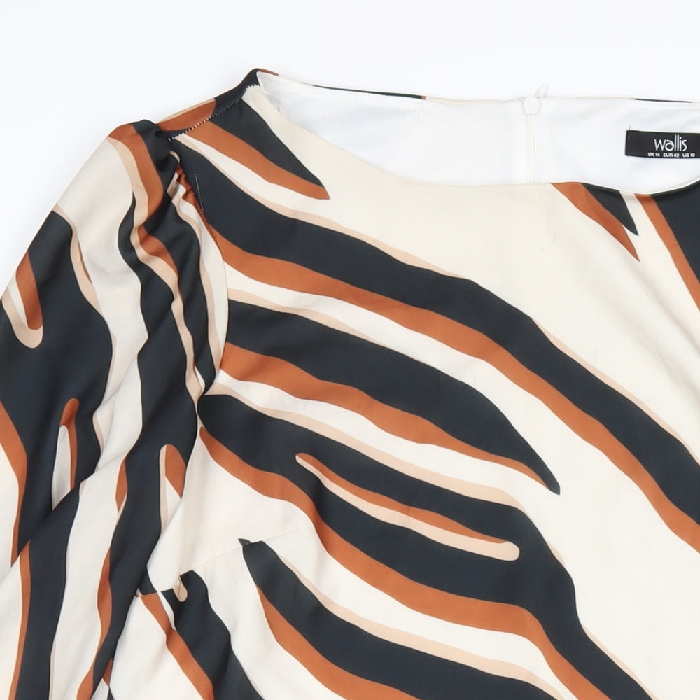 Wallis Womens Multicoloured Geometric Polyester A-Line Size 14 Round Neck Zip