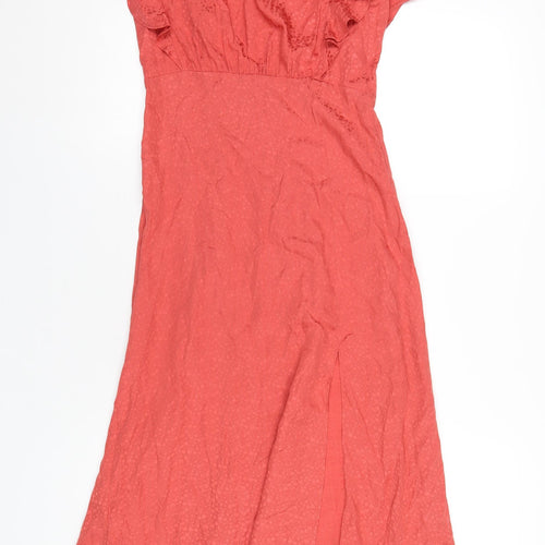 Mango Womens Orange Viscose A-Line Size XS Round Neck Zip