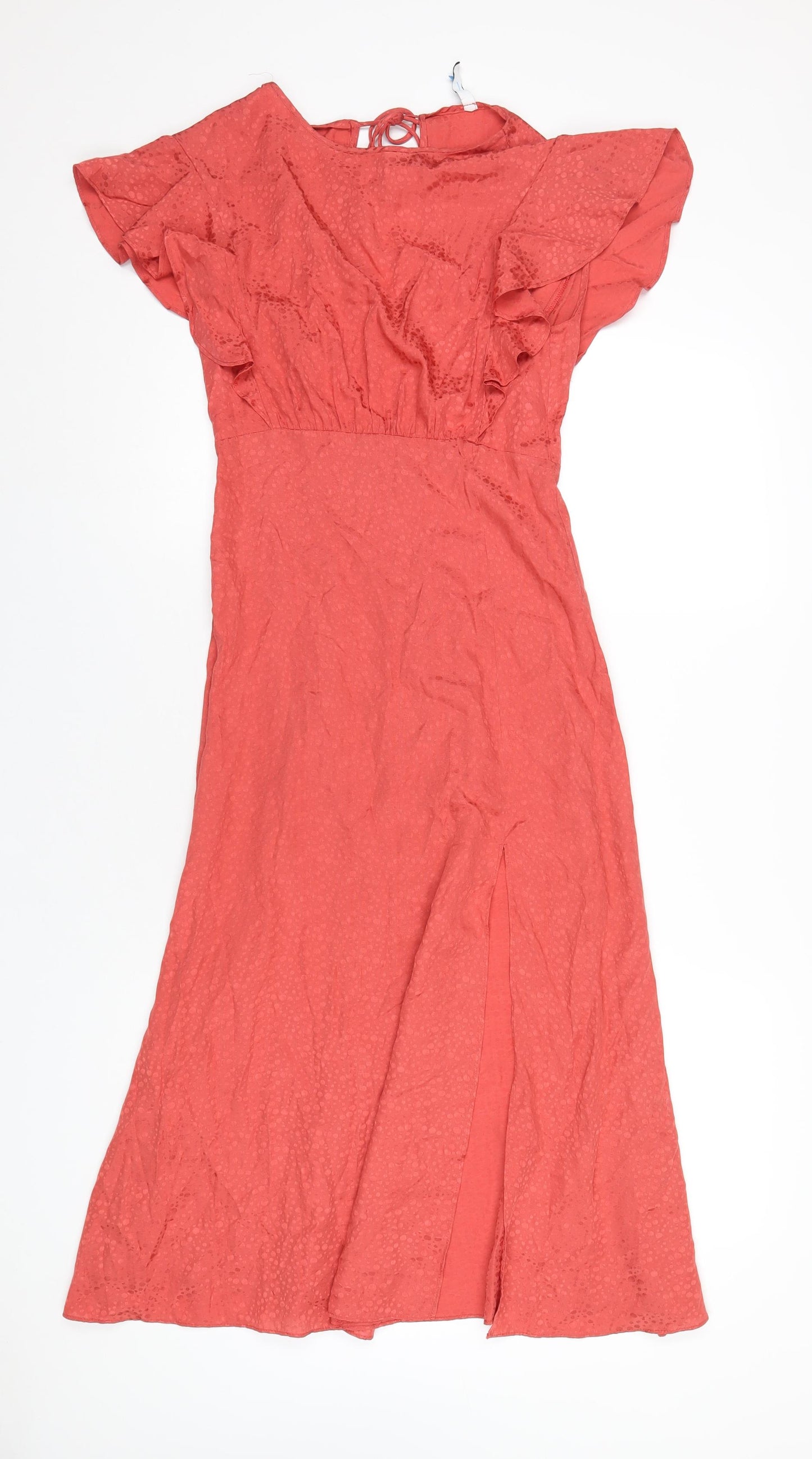 Mango Womens Orange Viscose A-Line Size XS Round Neck Zip