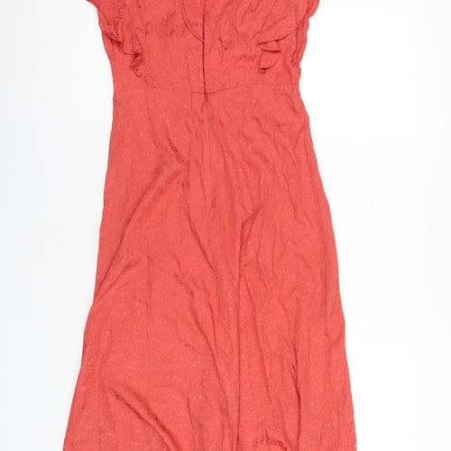 Mango Womens Orange Viscose A-Line Size XS Round Neck Zip