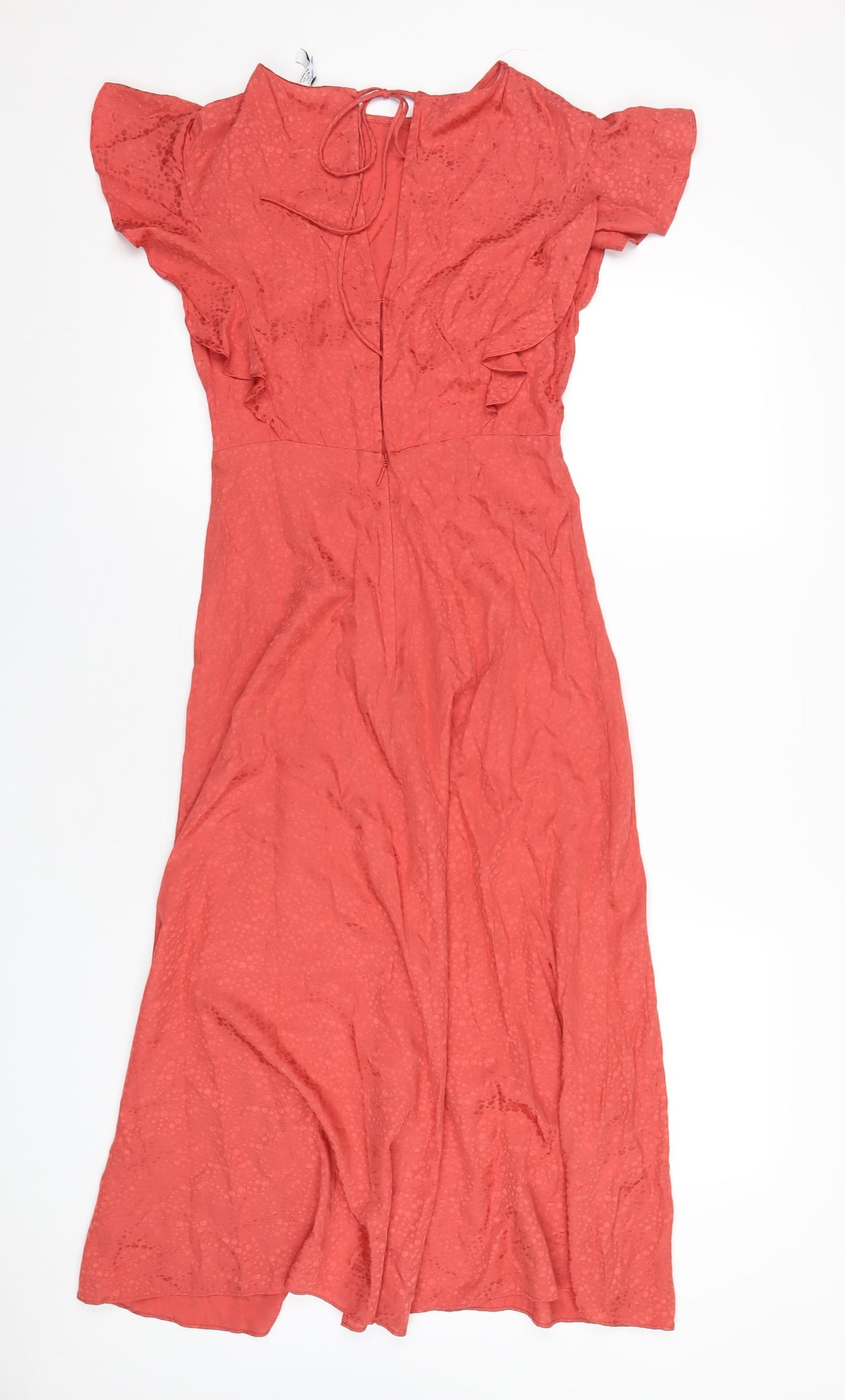 Mango Womens Orange Viscose A-Line Size XS Round Neck Zip