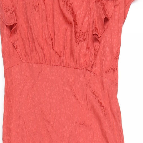 Mango Womens Orange Viscose A-Line Size XS Round Neck Zip