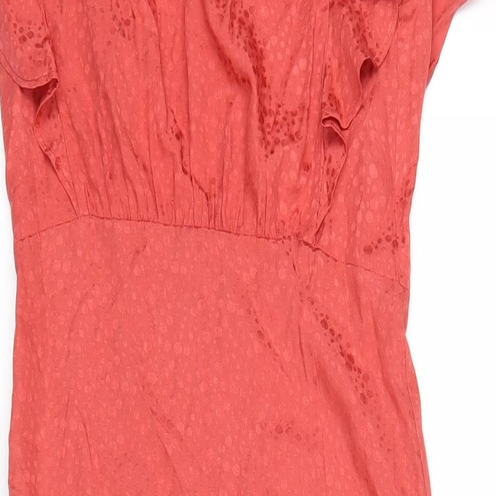 Mango Womens Orange Viscose A-Line Size XS Round Neck Zip