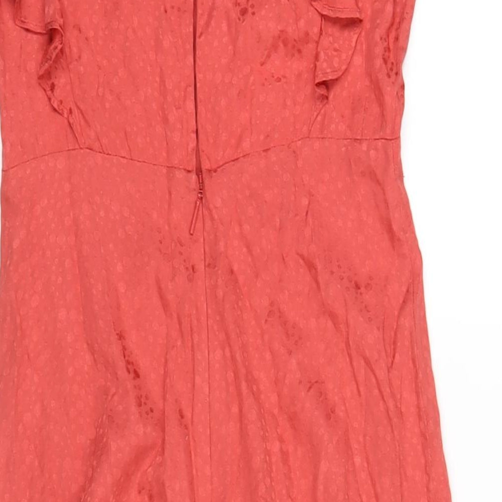 Mango Womens Orange Viscose A-Line Size XS Round Neck Zip