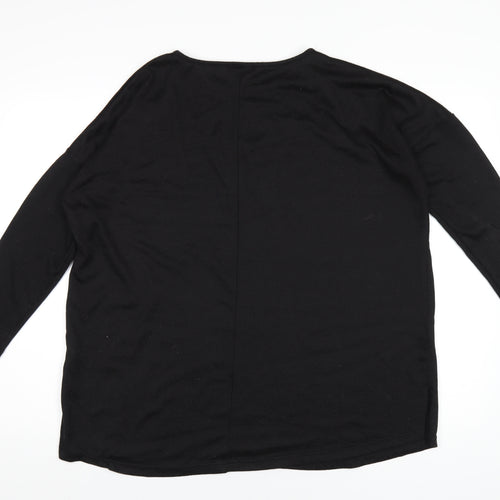 New Look Womens Black Polyester Basic T-Shirt Size 14 Round Neck