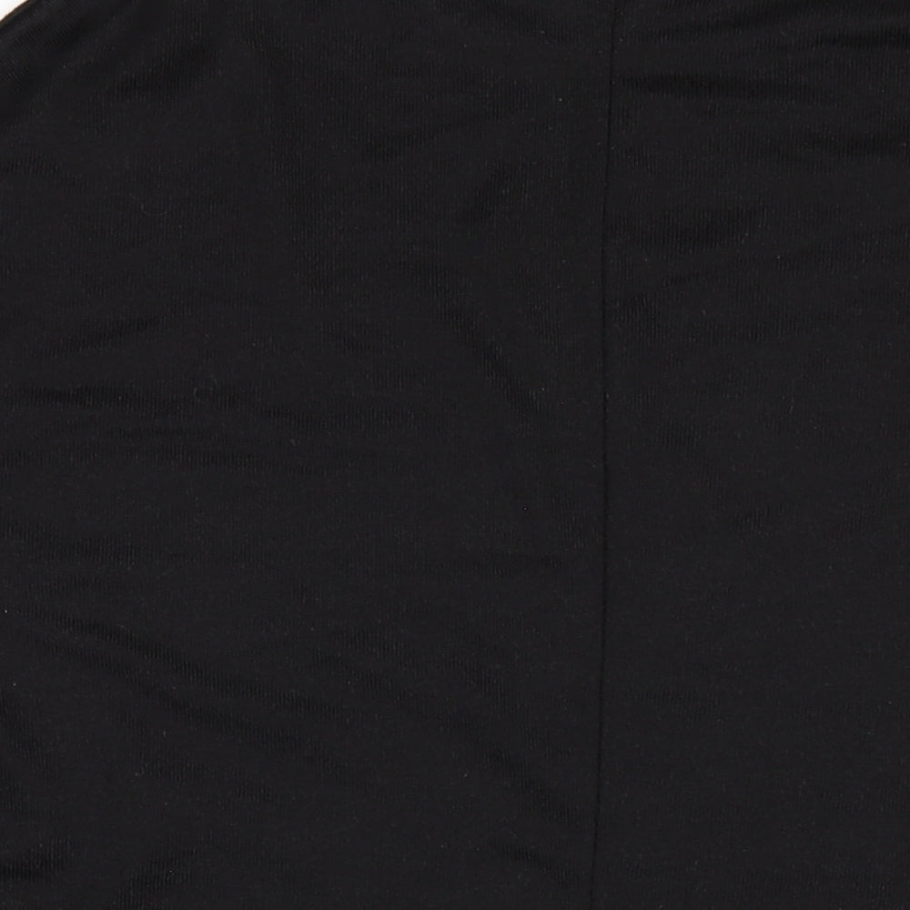 New Look Womens Black Polyester Basic T-Shirt Size 14 Round Neck