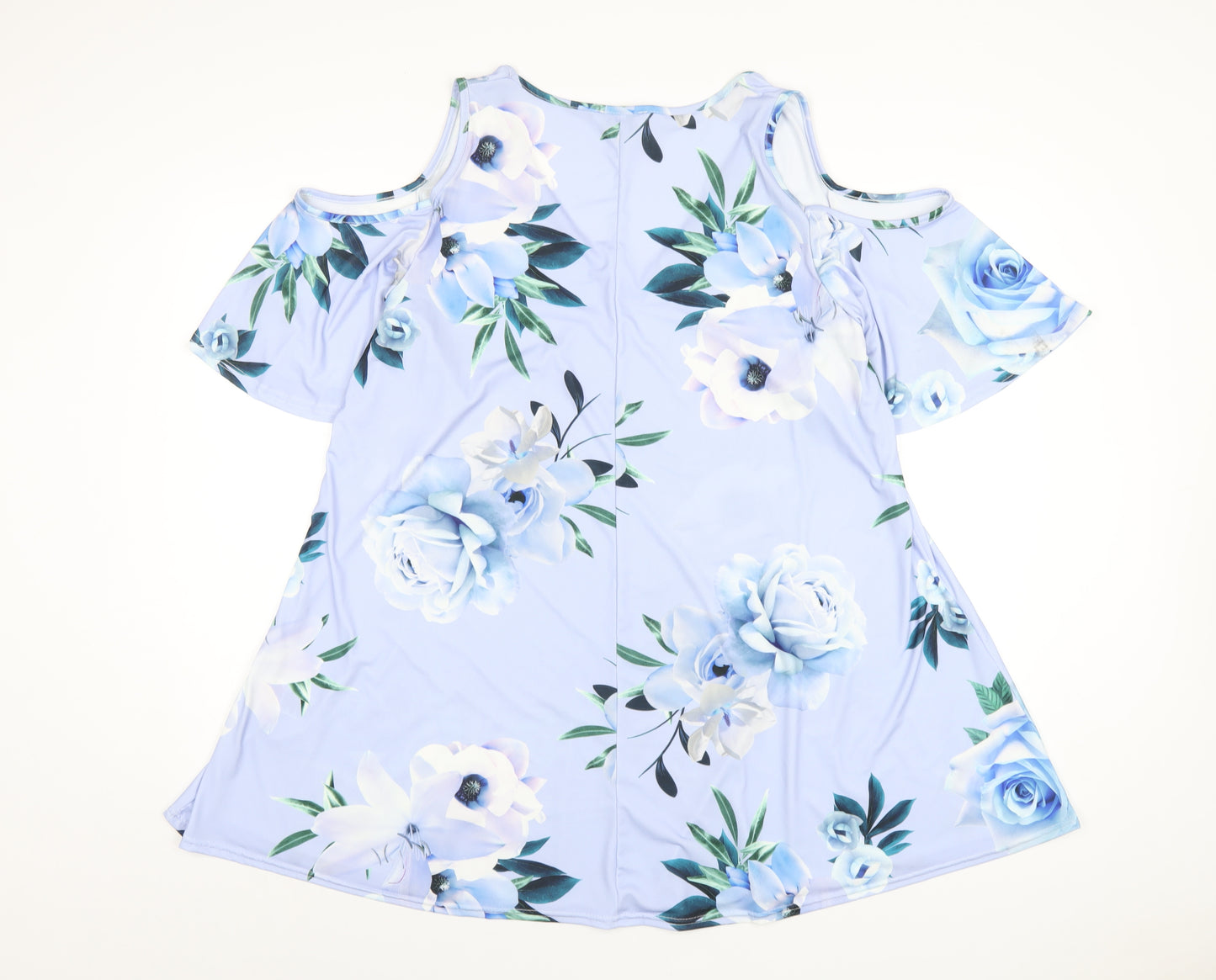 Yours Womens Blue Floral Polyester Basic T-Shirt Size 20 V-Neck