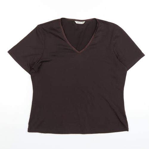 Berkertex Womens Brown Polyester Basic T-Shirt Size 14 V-Neck