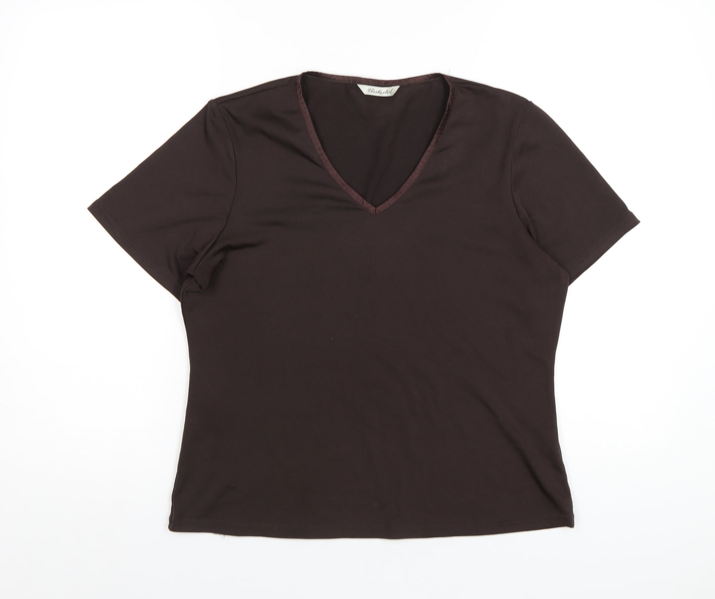 Berkertex Womens Brown Polyester Basic T-Shirt Size 14 V-Neck