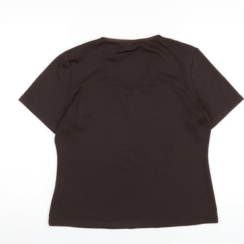Berkertex Womens Brown Polyester Basic T-Shirt Size 14 V-Neck