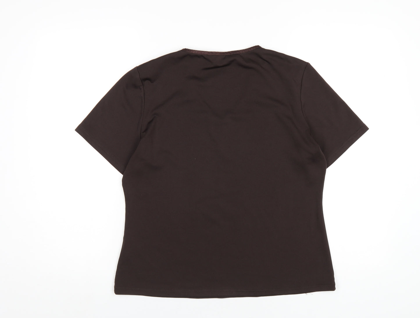 Berkertex Womens Brown Polyester Basic T-Shirt Size 14 V-Neck