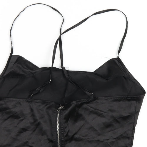 PRETTYLITTLETHING Womens Black Polyester Camisole T-Shirt Size 12 Cowl Neck