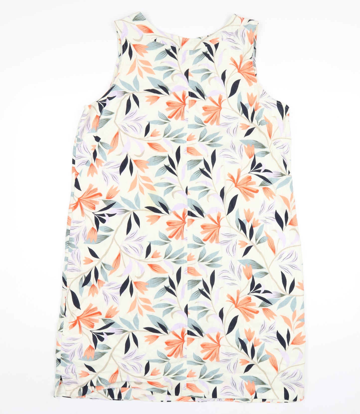 Marks and Spencer Womens Multicoloured Geometric Linen A-Line Size 16 Round Neck Pullover