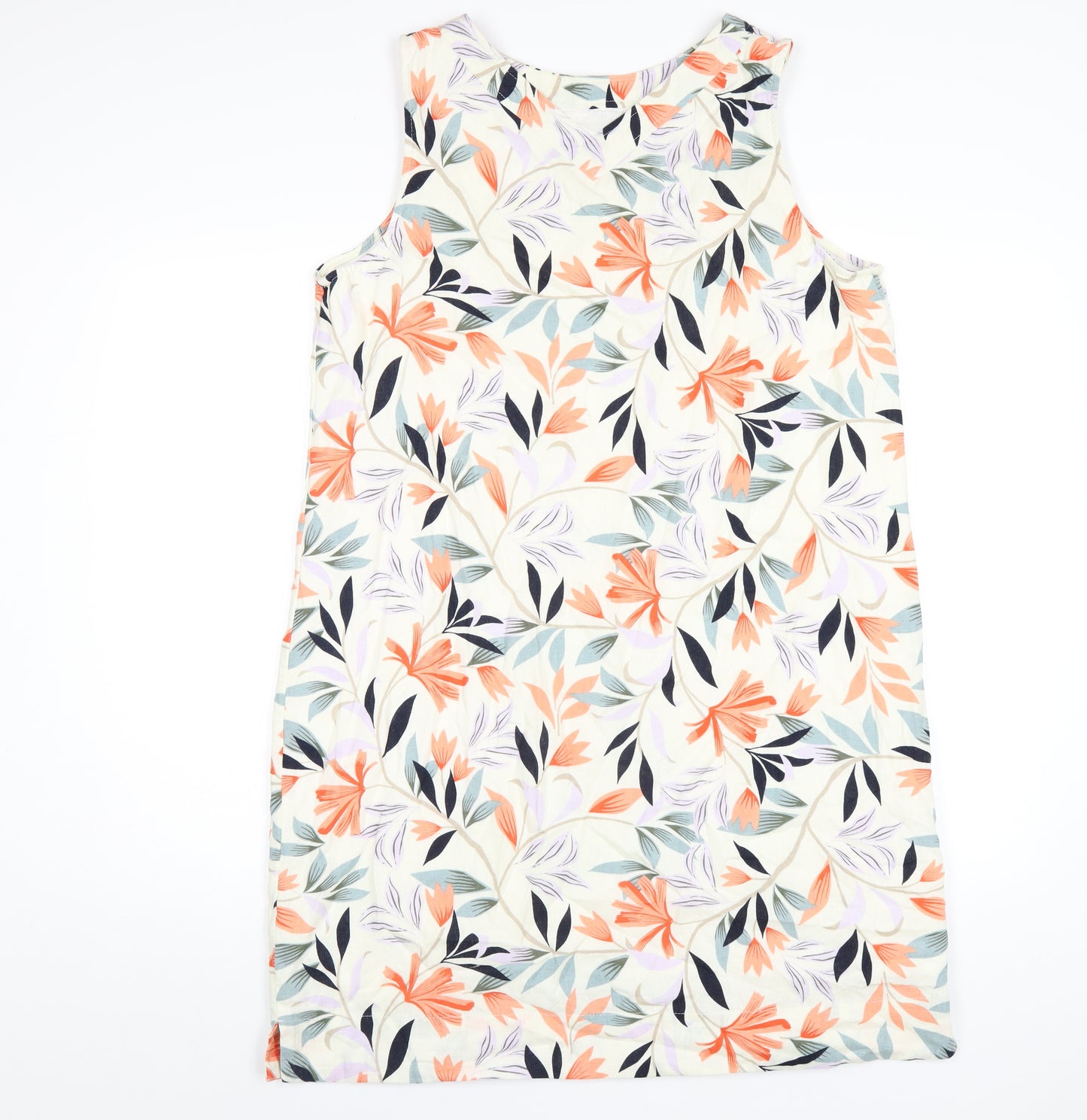 Marks and Spencer Womens Multicoloured Geometric Linen A-Line Size 16 Round Neck Pullover