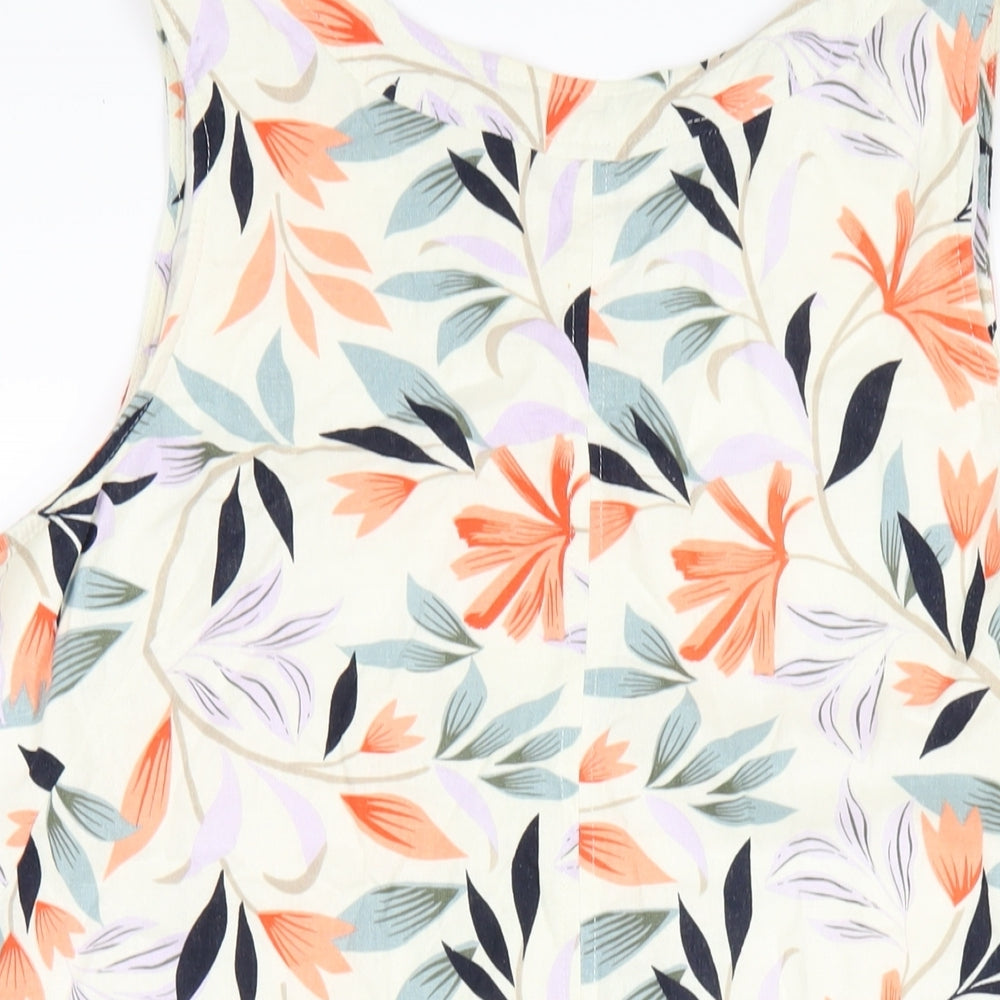 Marks and Spencer Womens Multicoloured Geometric Linen A-Line Size 16 Round Neck Pullover