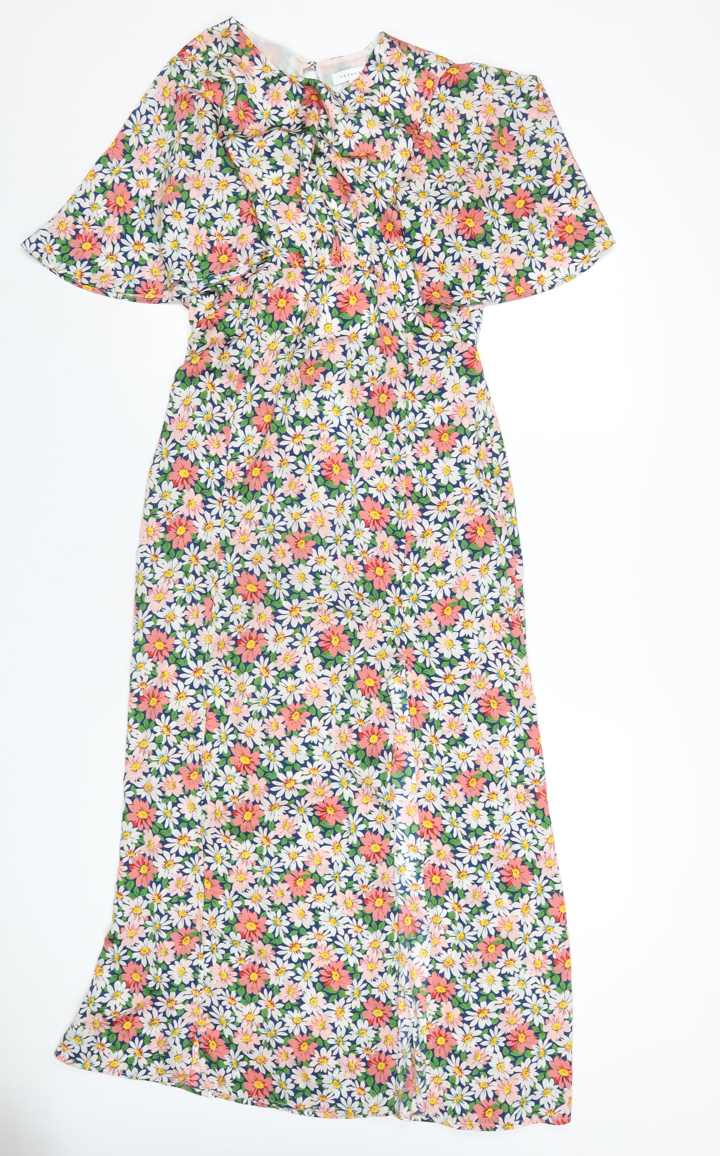 Topshop Womens Multicoloured Floral Polyester Maxi Size 10 Roll Neck Zip