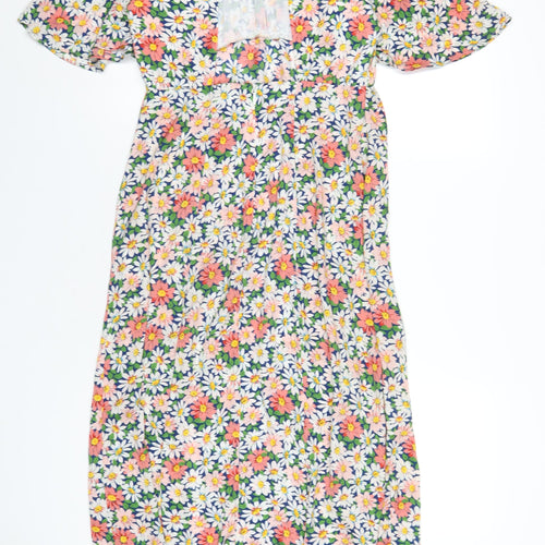 Topshop Womens Multicoloured Floral Polyester Maxi Size 10 Roll Neck Zip