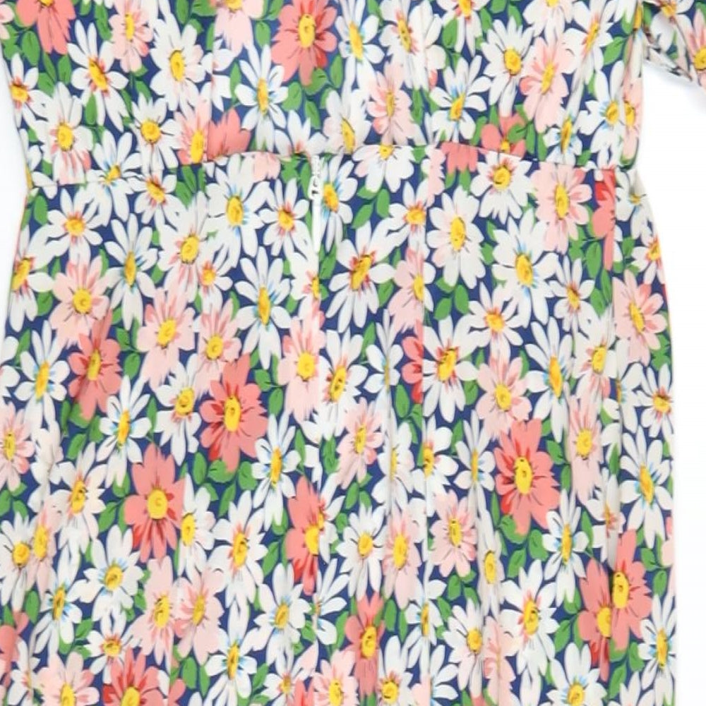 Topshop Womens Multicoloured Floral Polyester Maxi Size 10 Roll Neck Zip