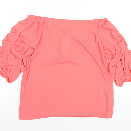 Dorothy Perkins Womens Pink Polyester Basic T-Shirt Size 8 Off the Shoulder