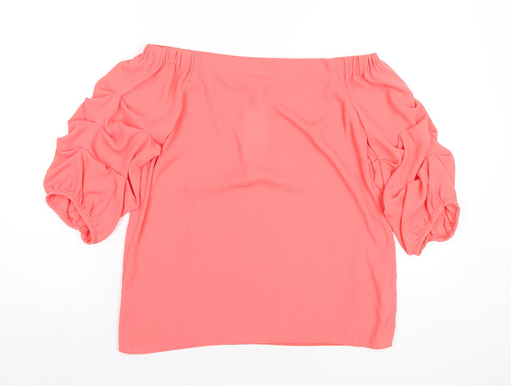 Dorothy Perkins Womens Pink Polyester Basic T-Shirt Size 8 Off the Shoulder