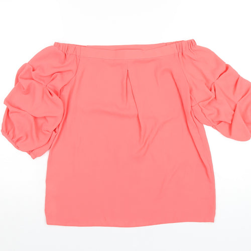 Dorothy Perkins Womens Pink Polyester Basic T-Shirt Size 8 Off the Shoulder