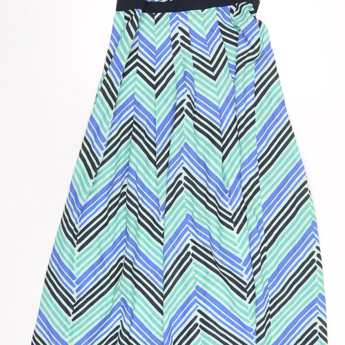 Ann Taylor Womens Multicoloured Herringbone Polyester A-Line Size 10 Round Neck Zip