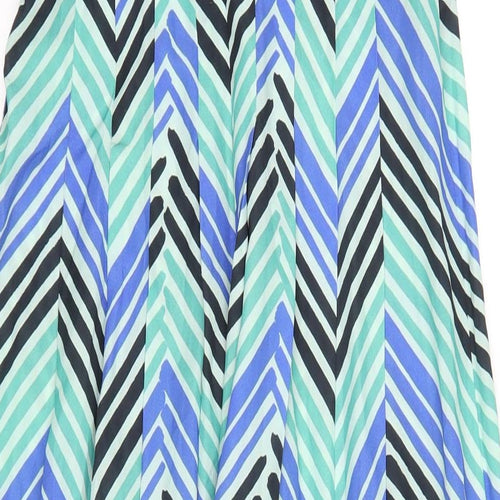 Ann Taylor Womens Multicoloured Herringbone Polyester A-Line Size 10 Round Neck Zip