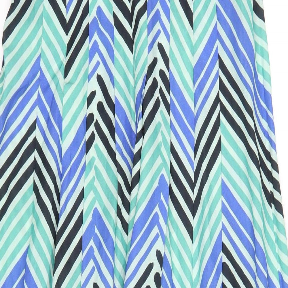 Ann Taylor Womens Multicoloured Herringbone Polyester A-Line Size 10 Round Neck Zip