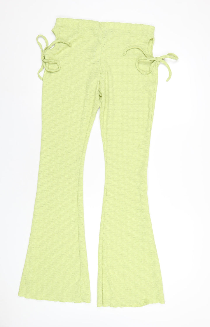 PRETTYLITTLETHING Womens Green Polyester Trousers Size 14 L35 in Regular