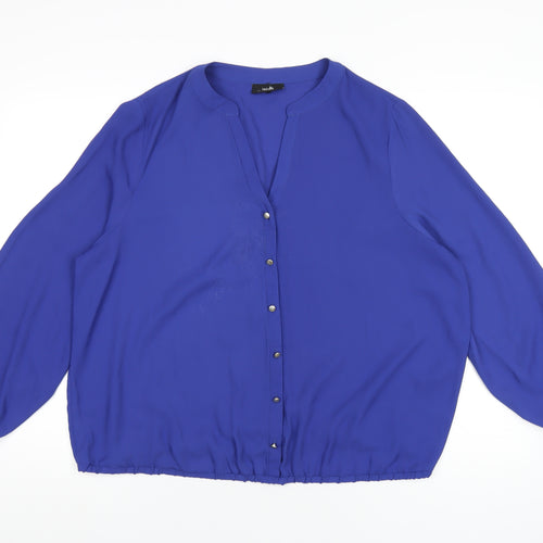 Wallis Womens Blue Polyester Basic T-Shirt Size L V-Neck