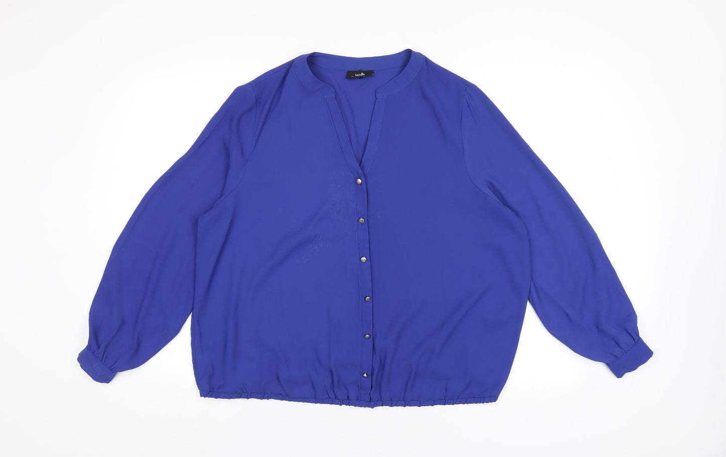 Wallis Womens Blue Polyester Basic T-Shirt Size L V-Neck