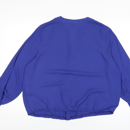 Wallis Womens Blue Polyester Basic T-Shirt Size L V-Neck