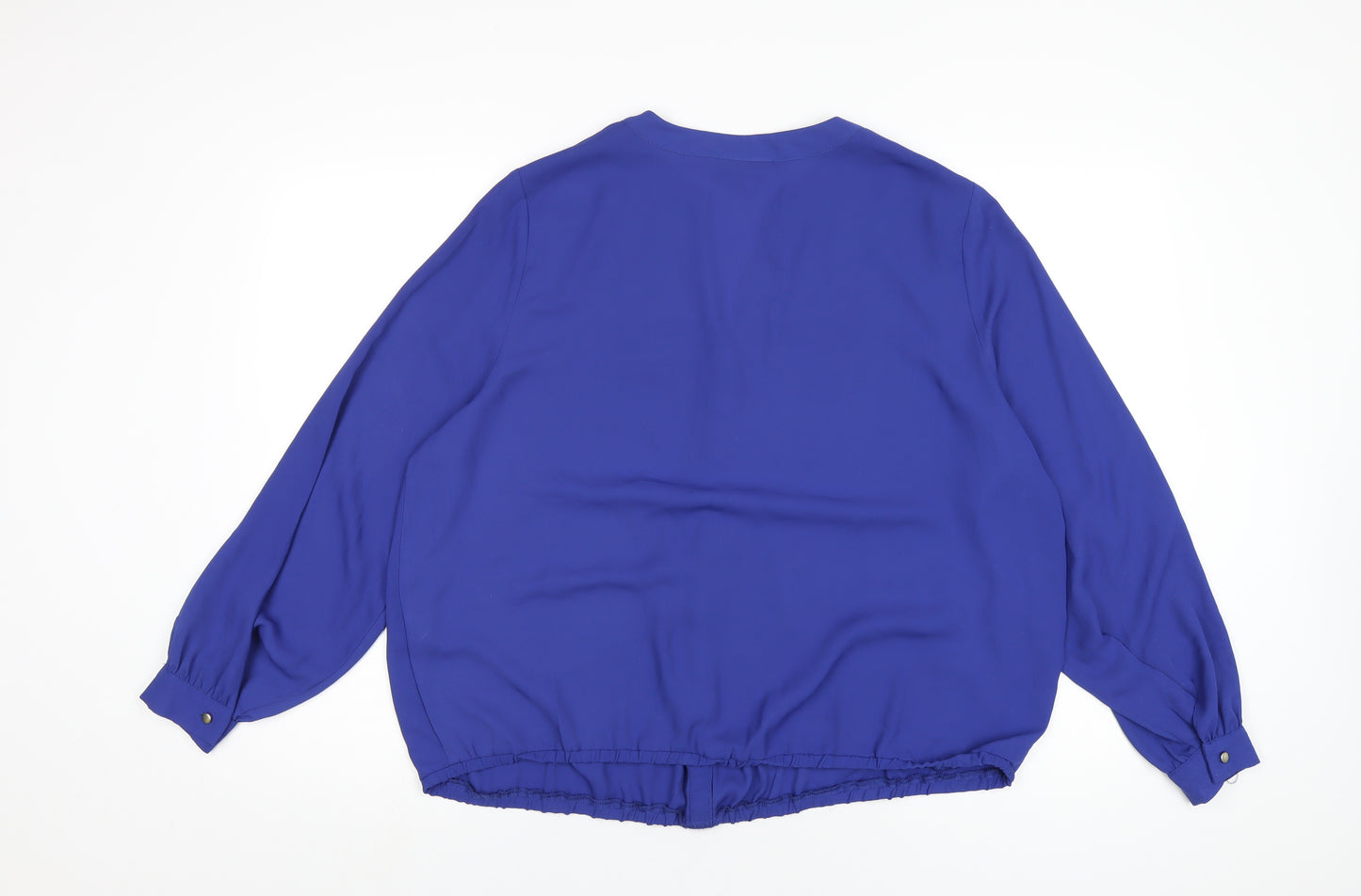 Wallis Womens Blue Polyester Basic T-Shirt Size L V-Neck