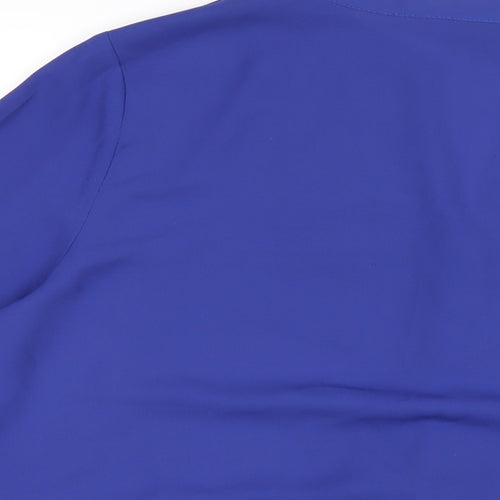 Wallis Womens Blue Polyester Basic T-Shirt Size L V-Neck