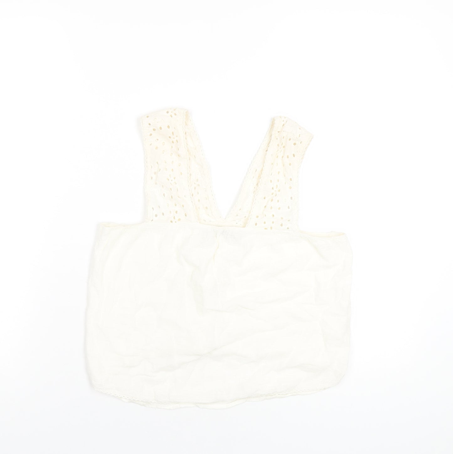 Zara Womens Ivory Cotton Basic Tank Size S Square Neck