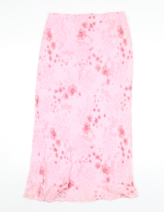 New Look Womens Pink Floral Viscose A-Line Skirt Size 12