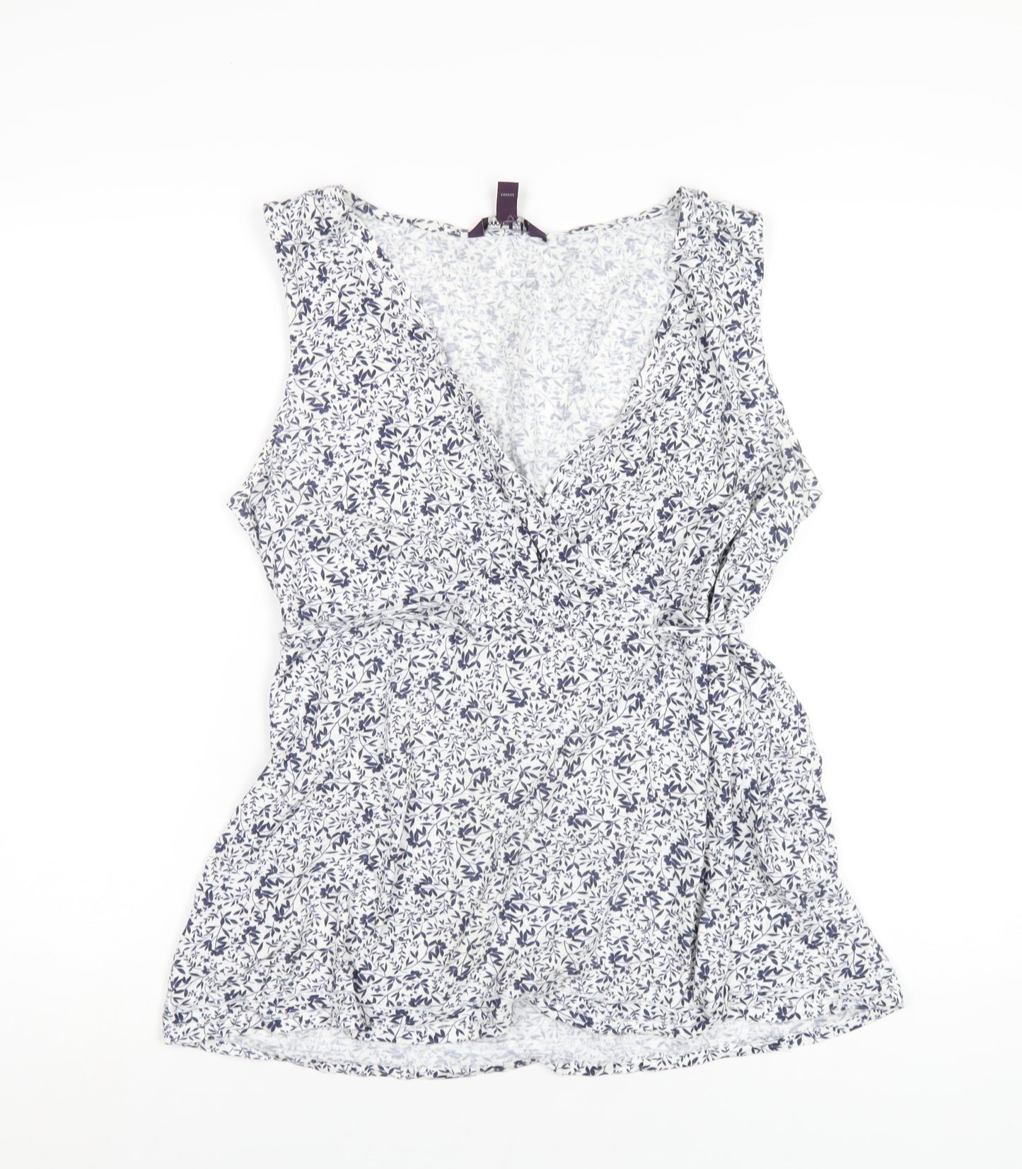 Long Tall Sally Womens Black Geometric Cotton Basic Tank Size M V-Neck