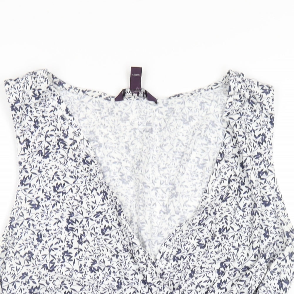 Long Tall Sally Womens Black Geometric Cotton Basic Tank Size M V-Neck