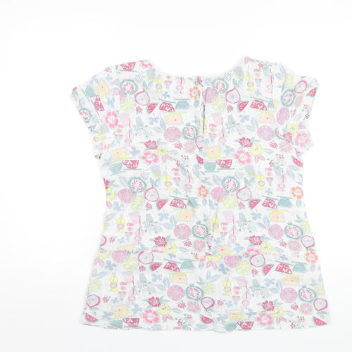 Mistral Womens Multicoloured Geometric Cotton Basic T-Shirt Size 12 Round Neck