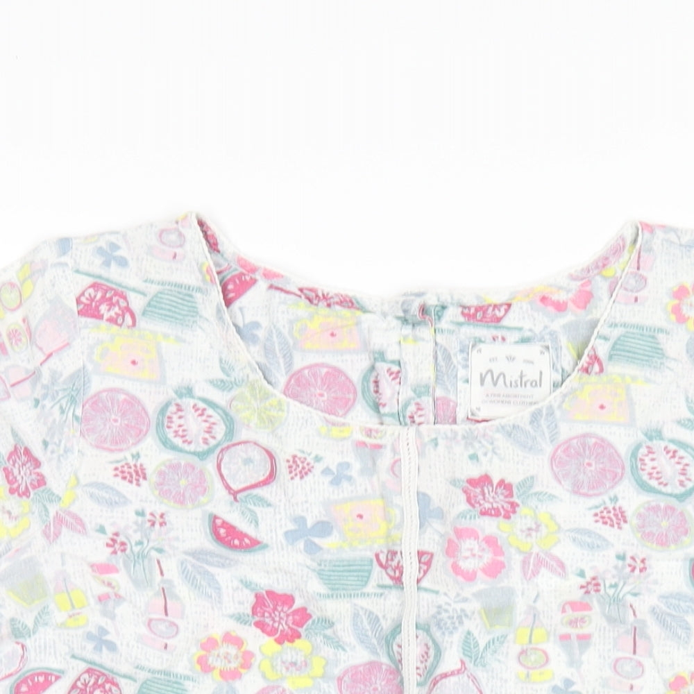 Mistral Womens Multicoloured Geometric Cotton Basic T-Shirt Size 12 Round Neck