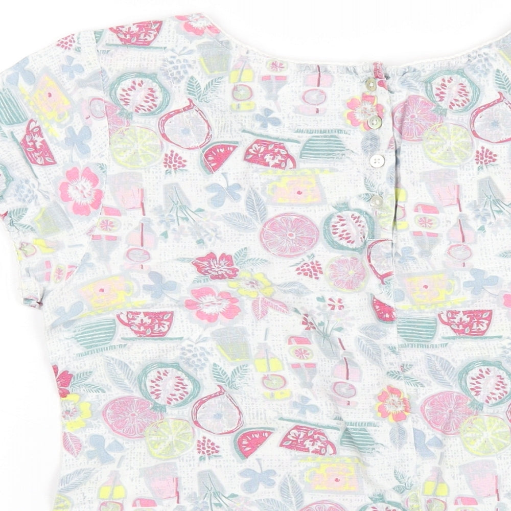 Mistral Womens Multicoloured Geometric Cotton Basic T-Shirt Size 12 Round Neck