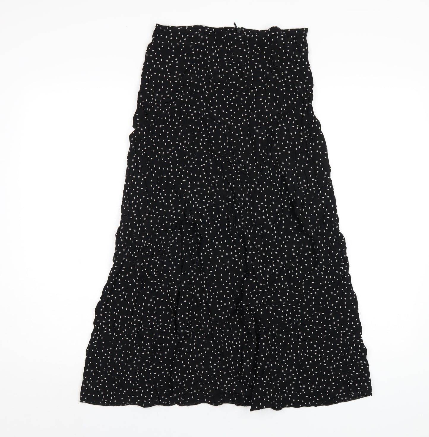 New Look Womens Black Polka Dot Viscose A-Line Skirt Size 6 Zip