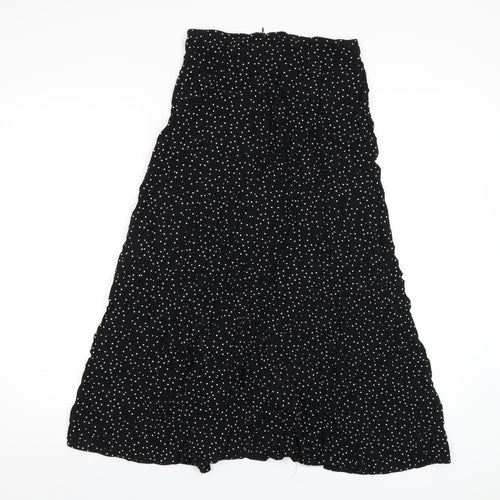 New Look Womens Black Polka Dot Viscose A-Line Skirt Size 6 Zip