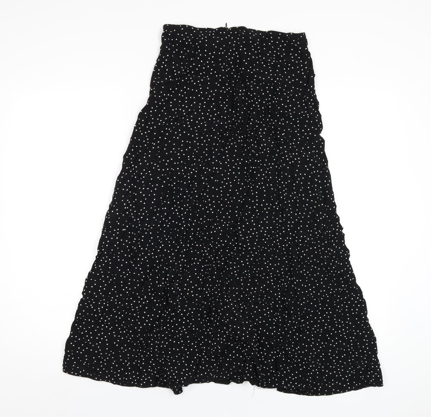 New Look Womens Black Polka Dot Viscose A-Line Skirt Size 6 Zip