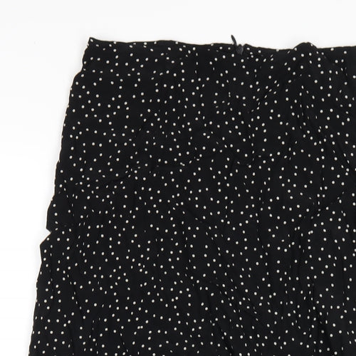 New Look Womens Black Polka Dot Viscose A-Line Skirt Size 6 Zip