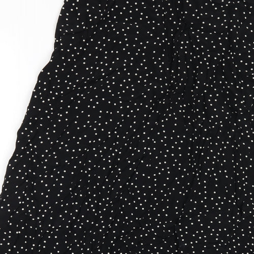 New Look Womens Black Polka Dot Viscose A-Line Skirt Size 6 Zip