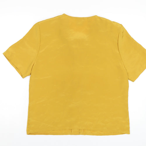 Classic Womens Yellow Polyester Basic T-Shirt Size 14 Round Neck