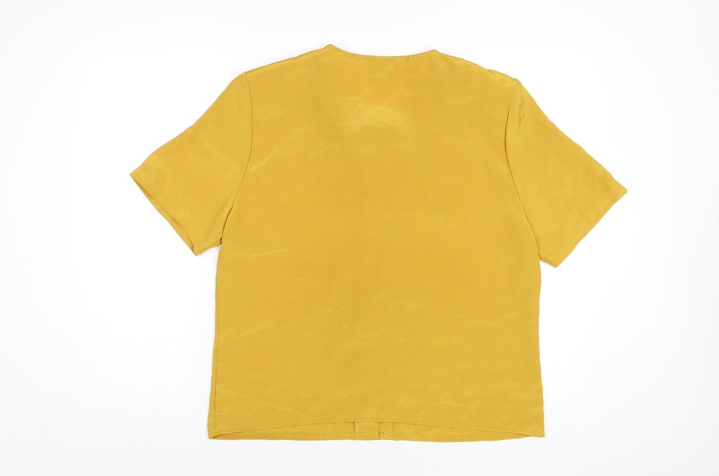 Classic Womens Yellow Polyester Basic T-Shirt Size 14 Round Neck