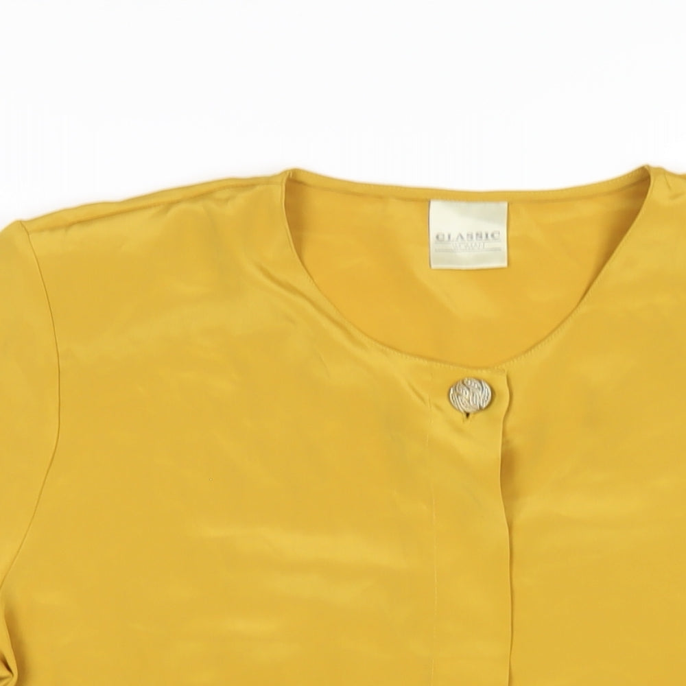 Classic Womens Yellow Polyester Basic T-Shirt Size 14 Round Neck